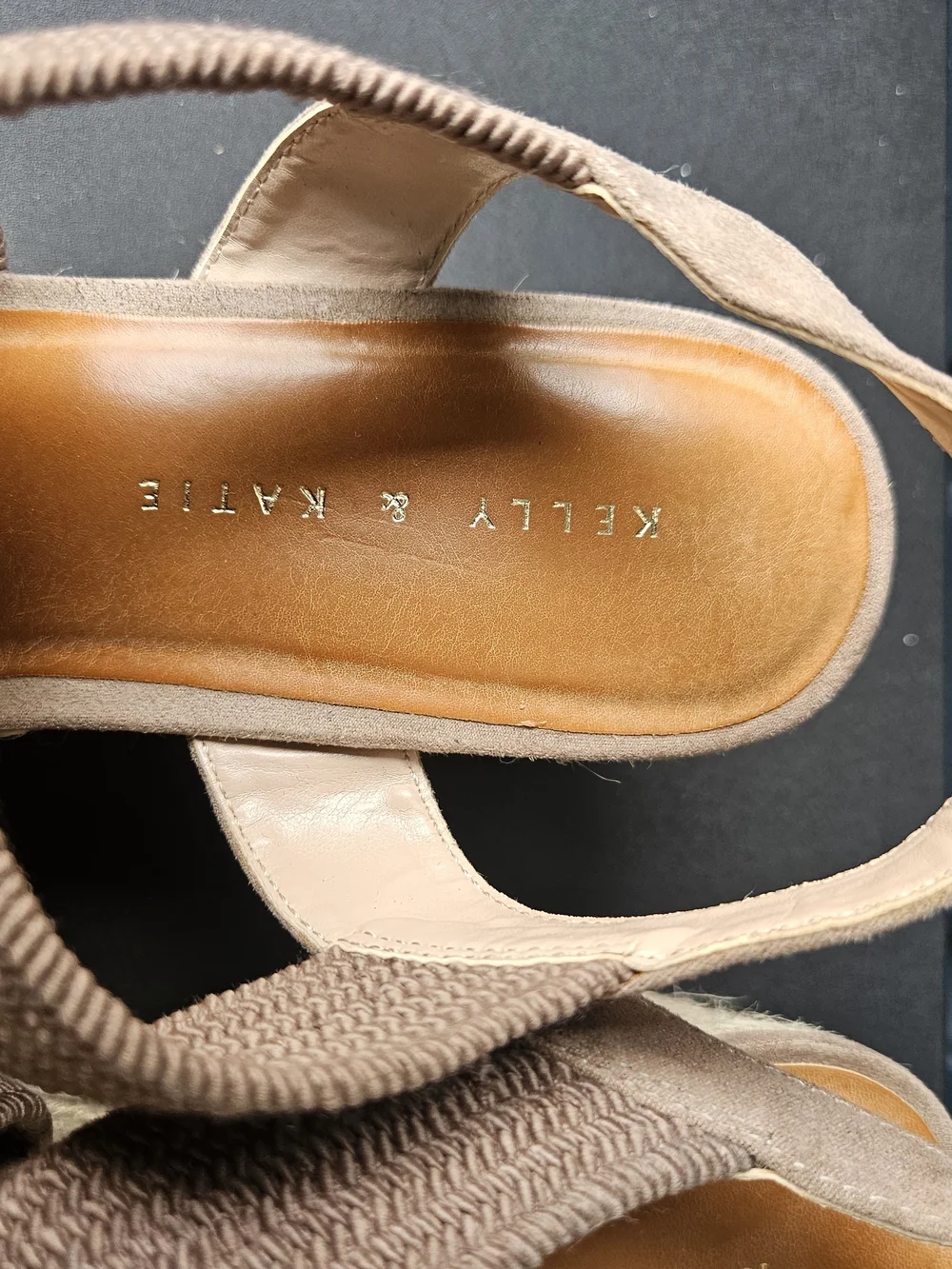 Kelly & Katie Taupe Crisscross Stretchy Straps Espadrille Wedge Sandals